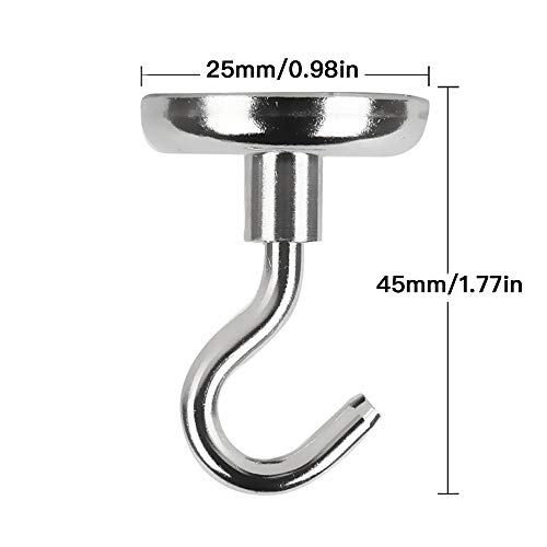 BTLFN Magnetic Hooks 8 PCS, 48LB Neodymium Heavy Duty Magnet Hooks for Hanging Refrigerator Kitchen Bathroom Bedroom Garage Lockers Office Classroom - Sliver - Thumbnail 4