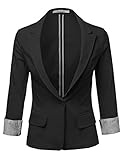 MBE Women's Classic Basic Stretchy Rolled Up Sleeve Blazer