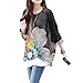 Cocobla Women Boat Neck Loose Dolman Sleeve Tops Bohemian Chiffon Blouse T Shirt (Black, L)