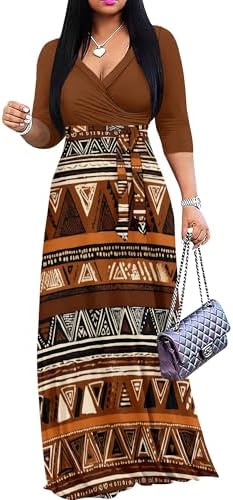 bon rosy maxi dress Bon Rosy, Women's, 3/4 Sleeve V-Neck Solid Maxi Wrap Dress, Black, M