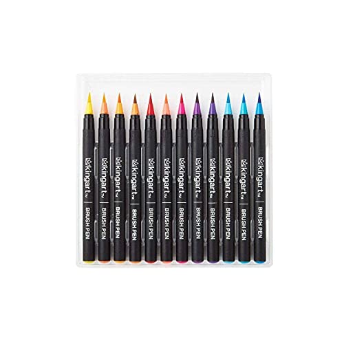 KINGART Pro Brush Pens, 24 Colors for Real Watercolor Painting with