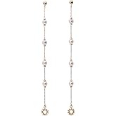 Japanese 3.5mm Akoya Cultured Pearl Drop Earrings for Women with 18K Yellow Gold | Elegant Design Excellent Gift | Pearl Earrings