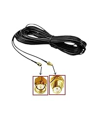 Stylez 3.3 yard 10 ft negro RP SMA macho (Pin en el centro,) a hembra (agujero en centro, rosca interior, rosca exterior) WiFi conector de antena Cable de extensión
