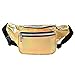 Gold Holographic Fanny Pack for Women & Girls - Cute Waist Bags with Adjustable Belt for Rave, Festival