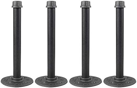 IBEUTES 4pcs Black Malleable Iron Industrial Style Industrial Shelf Brackets Wall Mounted DIY Bracket Industrial Pipe Furniture Kit