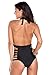 Happy Sailed Women's Modern Plunge Neck Strappy Backless Teddy Swimsuit Small Size Black