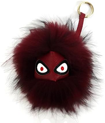 AURORA168 Mink Fox Fur Monster Bugs Pom Pom Doll Ball Key Ring/ Keychain /Bag Charm (Mini Monster Burgundy)