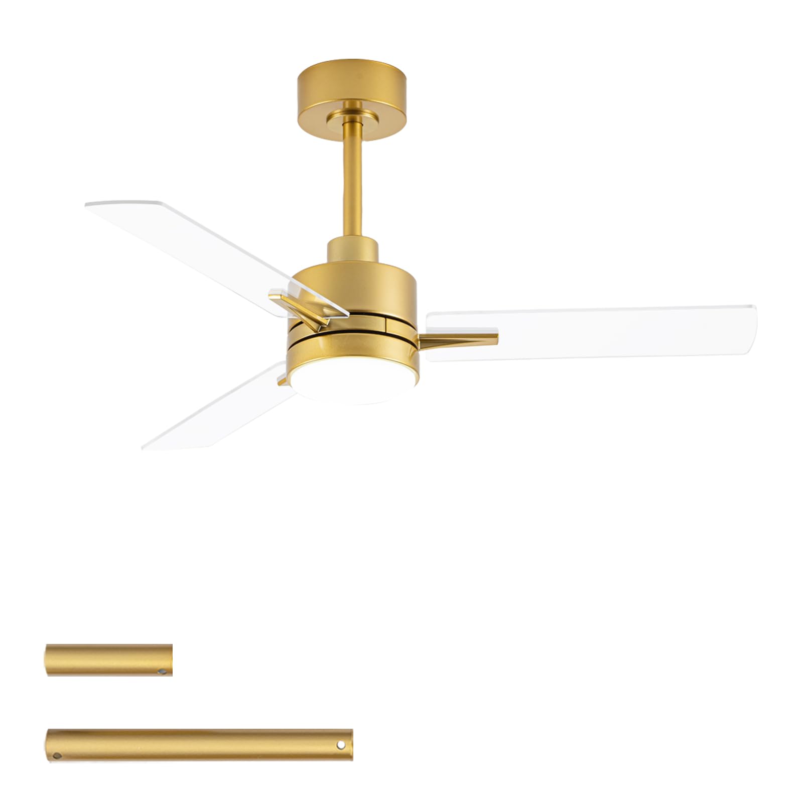 Photo 1 of **********MISSING PARTS*******
LANMEL 42'' Ceiling Fan with Lights and Remote, Low Profile Modern Ceiling Fan Gold Transparent, 6 Speed, Reversible, 3000k-6000k LED, Quiet DC Motor for Indoor Outdoor Bedroom Living Room