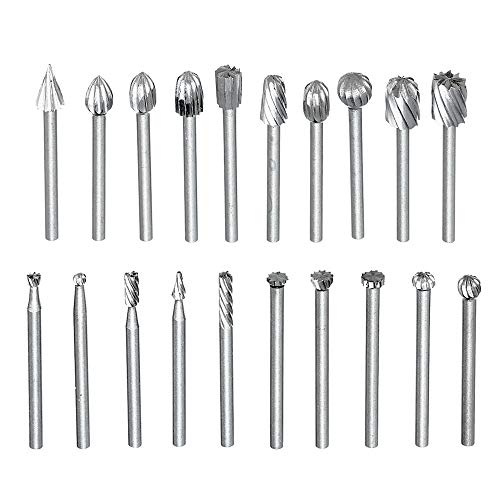 Maslin 20Pcs 3mm HSS Routing Router Bits Rotary Tools Rotary Carving Carved Knife Cutter Tool Engraving Wood Working Used for Dremel - Thumbnail 4