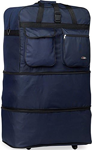 BLUE 40" Polyester Expandable Rolling Wheeled Duffel Bag, Spinner Suitcase, NEW