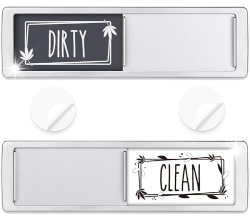 Dishwasher Magnet Clean Dirty Sign Shutter Only Changes When You Push It Non-Scratching Strong Magnet or Adhesive Options Indicator Tells Whether Dishes are Clean or Dirty (Gray/White)