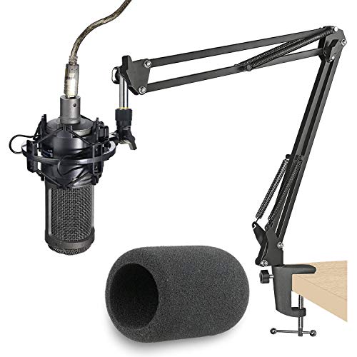 YOUSHARES AT2020 Mic Stand with Pop Filter Microphone Boom Arm Stand