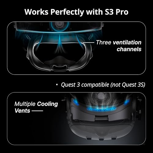 BOBOVR F3 Comfort Face Cover Pad Facial Interface Compatible with Quest 3 Accessories, With 3-Channel Ventilation, Adjustable Field of View, Glasses-Friendly Design and Soft Lycra Nose Guard