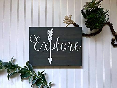 Enid18Bru Explore Sign Adventure Awaits Woodland Nursery Travel Decor