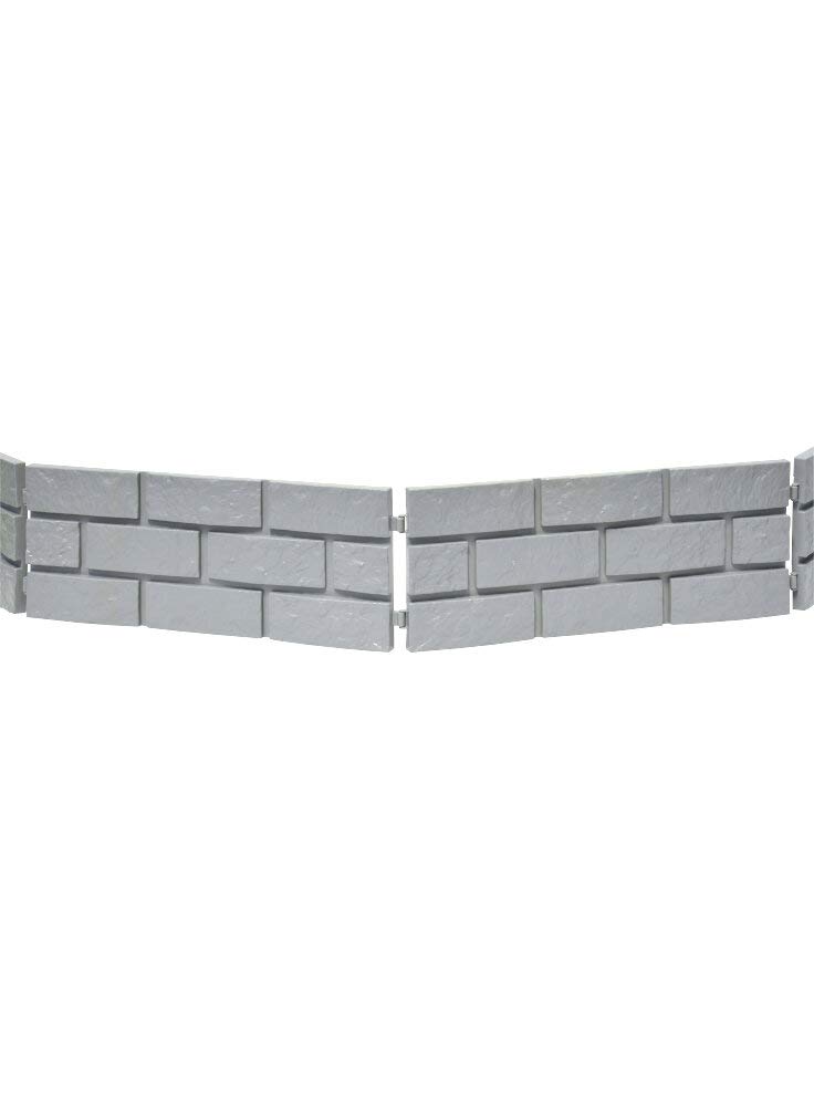 Verdemax 3456 43 x 17.5 cm Brick Panelled PP Ornamental Border - Grey (4-Piece)
