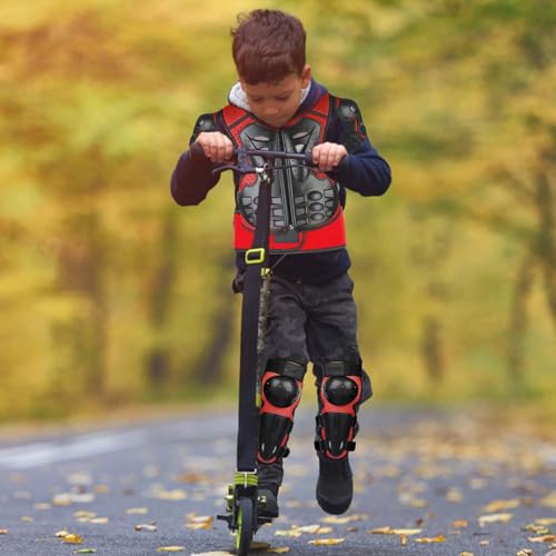 Fansport Children's Motorcycle Protective Gear, 5 Pieces Creative Breathable Knee Pad Equipment Motorcycle Cross Child for Off-Terrain Cycling Skiing Skating Skating