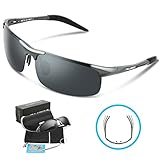 Pulabecs Men's Polarized Sports Sunglasses For Men And Women Cycling Running Fishing Driving Golf Unbreakable Al-Mg Metal Frame Glasses PS071