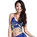 ZLTdream Lady's Belly Dance Bandage Coin Bra Top With Chest Pad Dark Blue