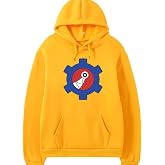 Yannasa Anime Gear Pattern Hoodie, Yellow, Pullover Sweatshirt with Kangaroo Pocket