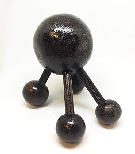 Spider-Shape 4 Legs Full Body Wooden Massager Handheld Stick for Muscle Cellulite Trigger Point Palm Wood Thailand