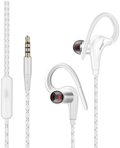 SANKER Sports Earphones Stereo Earbuds In-Ear Earphone Running Ear-hook Headphone with Mic (X White)