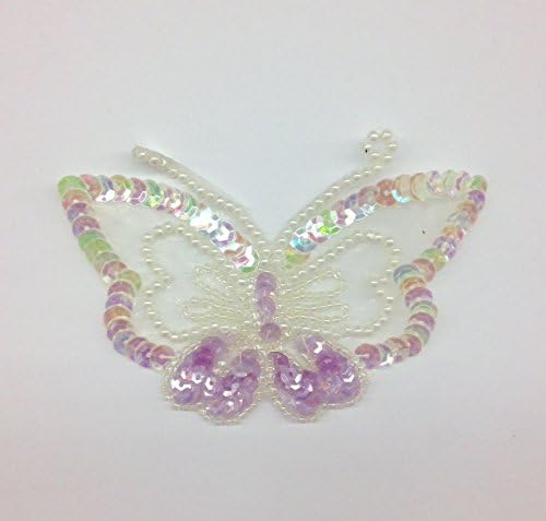 4pcs/Pack Butterfly Insect Sequin & Seed Beads Iron On Applique Patch