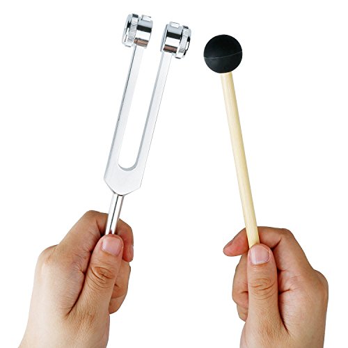 128 Cps Tuning Fork Weight Aluminum Clinical Grade Nerve/Sensory with Silicone Hammer and Cleaning Cloth, Packaged in Soft Storage Bag - Thumbnail 4