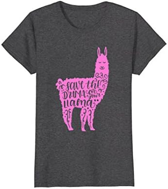 Womens Funny Save the Drama For Your Llama Shirt Lama Hot Pink Small Dark Heather