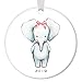 DIGIBUDDHA Baby Girl Christmas Ornament Gift Newborn Baby Shower Cute Elephant Pink Bow Mommy Daddy Infant First 1st Holiday Ceramic Keepsake Present 3
