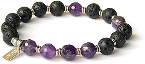 Crown Chakra, Amethyst and Lava Aromatherapy Bracelet (6.5)