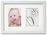 Premium Baby Hand and Footprint Frame Kit by 2 Little Bears | Solid Wood, Real Glass, Non-Toxic Clay | Fits 5 x 7 Photo | Newborn Girls, Boys, Pets | Keepsake Gift for Infant Nursery, Shower, Baptism