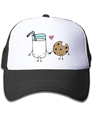 Milk And Cookies Funny Food Fashion Toldder Kid's Cute Adjustable Mesh Cap Hats Travel School Cap