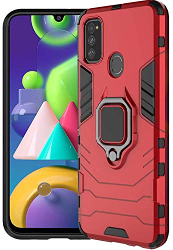 SHINESTAR Samsung M21 / M30s Case | Dual Layer Hybrid Armor Shockproof with Ring Grip Kickstand Case Cover for Samsung G