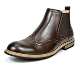 Bruno MARC BERGEN-05 Men's Classic Wing-tip Perforated Leather Lining Chelsea Ankle Boots