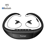 Tayogo Wireless Waterproof MP3 Music Player Headphones Wearable Sports Earhphones-Built-In 8GB with Pedometer,FM Radio and Phone APP for Runing Swimming Underwater Diving + Free Carrying Case(Black)