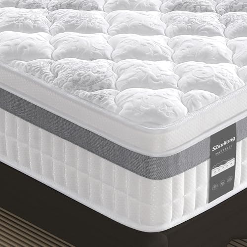 SZsuilong Matratze 180x200 cm H3 H4 Höhe 28cm, 7-Zonen Federkernmatratze Orthopädische Taschenfederkernmatratze mit Comfort Memory-Schaum Schicht, Öko