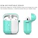 amasing AirPods Case 7 in 1 for Airpods 1&2 Accessories Kits Protective Silicone Cover for Airpod Gen1 2 (Front Led Visible) with 2 Ear Hook /2 Staps/1 Clips Tips Grips/1 Zipper Box Light Green