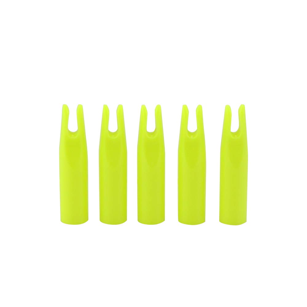 ZSHJGJR 50pcs Archery Plastic Arrow Nocks ID 6/7mm Plasticnock Replacement Arrow Tails for OD 6/7mm Arrows Shaft Outwear Archery Arrow Shaft End Accessories for Hunting Shooting (Yellow, ID: 6mm)