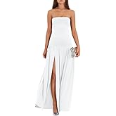 LAGSHIAN Women's Summer Strapless Flowy Maxi Dress Tube Bodycon Split A Line Long Party Dresses