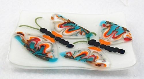 Butterfly White Soap Trinket Catchall Candy Dish Handcrafted Fused Glass
