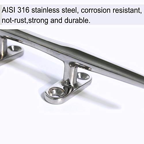 ZOMCHAIN Open Base Boat Cleat, Heavy Type 4 inch Dock Cleat 2PCS All 316 Stainless Steel Boat Mooring Accessories, Free Installation Screws, 2PCS - Thumbnail 4