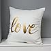 Kingla Home Decorative Throw Pillow Covers Golden Love White Pillow Cases 18x18 inch Square Couch Cushion Covers