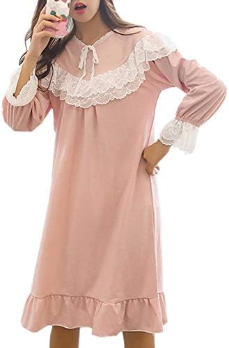 Fm ルームワンピース レディース ルームウェア ワンピース 無地 お姫様 レース ゆったり 柔らか 寝間着 カジュアル 部屋着 全2色 膝丈 大きいサイズ おしゃれ 長袖 特価品コーナー 可愛い