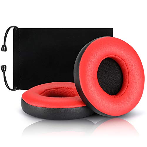 Beats Solo 2 3 Earpad Replacement,Cypher.V Ear Cushion Pads Compatible with Solo 2.0 3.0 Wireless Headphones by Dr. Dre 1 Pair (Red Black)
