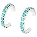 Turquoise Hoop Earrings 925 Sterling Silver & Genuine Turquoise (Turquoise)