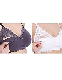 Sujetador sin forro de algodón para lactancia (talla grande), diseño de encaje