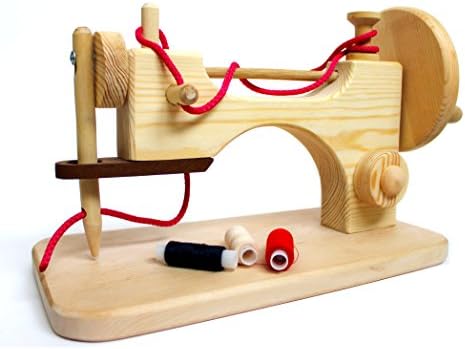 Wooden sewing machine handmade educational toy for girls - Montessori natural wood toys for kids imagination - Best birthday, Christmas, baby shower gift for children and adults