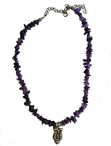 Owl Necklace with Amethyst Stones - Handmade in the USA