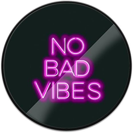 Customized Unique Pop Out Phone Grip and Stand, Socket Mobile Holder for All Smartphones &amp; Tablets - No Bad Vibes Black