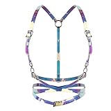 TiaoBug Women's Vinyl PVC Punk Style Rainbow Harness Adjustable Cage Waist Belt Straps